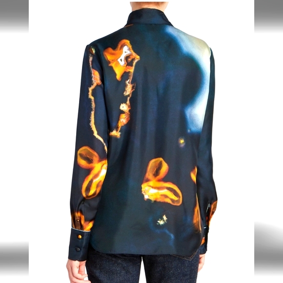 NWT $1950 Chloe Geode Print Twill Patterned Classic Silk Button Blouse Sz 40 (8) - Picture 5 of 16